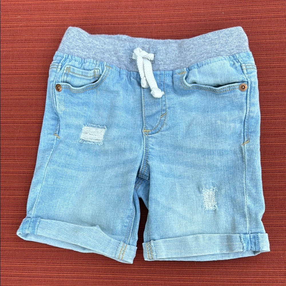 Distressed Kids Cuffed Shorts with Working Functional Drawstring